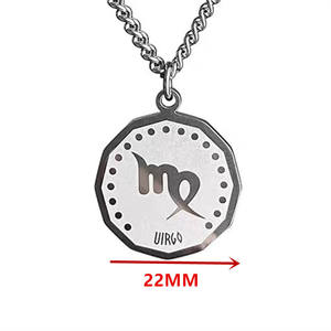 Collar con Colgante de Acero Inoxidable con los 12 Signos <span class=keywords><strong>del</strong></span> Zodiaco, Joyería de Astrología, Amuleto de Moda, Colgantes y Dijes - Product Image 1