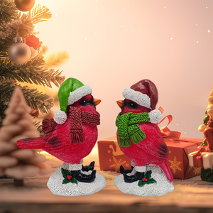 Venta al por Mayor de Estatuas de Cardenales Navideños Personalizadas, Pájaro Rojo de Resina con Bufanda y Pico Verdes, Decoraciones Navideñas para el Hogar y la Oficina - Product Image 2