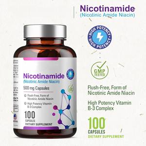 Capsules de nicotinamide OEM soutient le métabolisme énergétique cellulaire Vieillissement de la peau <span class=keywords><strong>Niacinamide</strong></span> 500mg Vitamine B3 Supplément de niacine - Product Image 2