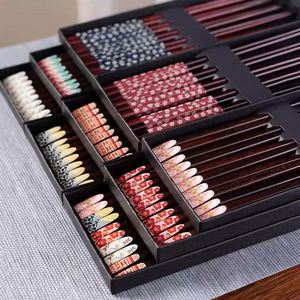 Regalos Empresariales, 5 Pares de Palillos de Madera Natural Reutilizables y Ecológicos Estilo Japandi, Vajilla para Sushi y Fideos - Product Image 2