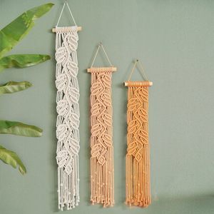 Boho Chic piccolo cotone fatto a mano foglia geometrica Macrame Wall Art appeso arazzo decorazione della casa - Product Image 4