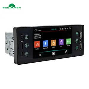 Bestree autoradio 1 din DC12V in dash car cassette player with BT hands free FM radio fast charging touch screen car radio mp5