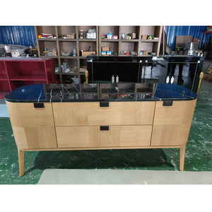Hiện đại sang trọng tủ bếp tủ đá cẩm thạch màu đen Countertop với gỗ sồi trắng khung trang trí nội thất cho ăn uống đồ nội thất gỗ - Product Image 5