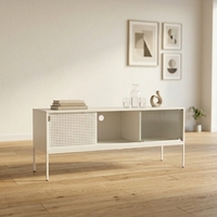 Meuble de rangement pour la maison, meuble TV en métal, table TV, vitrine, meuble de salon en acier avec 2 portes et étagère ouverte