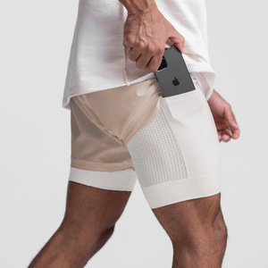 男士二合一速干大码运动健身短裤，带内袋，适合男士运动 - Product Image 1