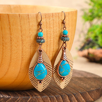 Mode automne feuille Boho boucles d'oreilles ethnique africain Vintage léger Boho goutte à goutte d'eau balancent boucles d'oreilles pour femmes bijoux cadeaux