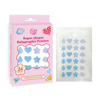 24 Patchs anti-acné pour boutons et imperfections, autocollants de traitement localisé pour le visage, patchs anti-acné en forme d'étoile holographique