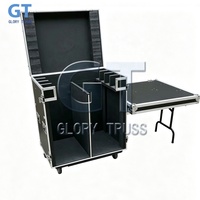 Flight case ATA personnalisé pour système de sonorisation, pour enceintes colonne Line Array, avec table de travail intégrée
