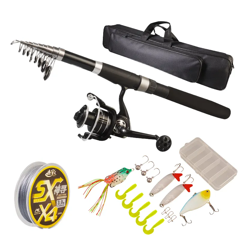 1.6m,1.8m,2.1m,2.4m,2.7m,3m,3.6m Saltwater Full Fishing Rod Kit Telescopic Fishing Rod with Reel Combo Kit with Carrier Bag