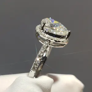 Anel de casamento clássico, anel de casamento com pedra preciosa, branco e dourado 18k para teste do passado, corte excelente, 2 cores de carat, forma de gota