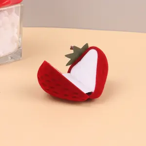 Custom Luxury Fleece Jewelry Storage Box Strawberry Shaped Flocking Jewelry Gift Velvet Packing Box JewelryRing Pendant Case