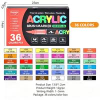 Premium 36 couleurs pinceau pointe acrylique peinture marqueurs variété Surface bricolage artisanat et cadeaux de noël ensemble emballage Art marqueurs