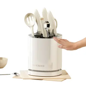 Wholesale Detachable Base Large capacity 360 degree Rotating kitchen Organizer Countertop storage Round Utensil knife Holders