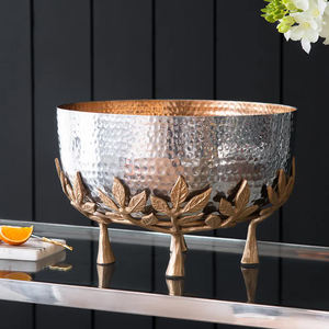 Bol à fruits rond martelé à la main pour centre de table, qualité supérieure 2024, vase à fleurs en aluminium sur piédestal - Product Image 3