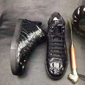 Chaussures italiennes haut de gamme pour hommes en cuir de crocodile véritable, style baskets et bottes de skateboard, avec construction Goodyear, bottes de marche de luxe - Product Image 1