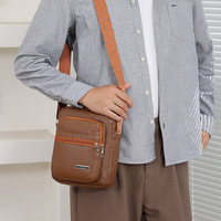 Bolso Bandolera de Cuero PU para Hombre, Bolso de Hombro Casual de Negocios con Múltiples Bolsillos, Bolso Bandolera para Viajes Diarios, Venta al por Mayor