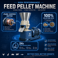 Petite machine à granulés d'aliments électriques, haute productivité, taille des granulés de 2 à 12 mm, capacité de 1 à 1,5 t/h, pour l'élevage de lapins, de poulets et de volailles