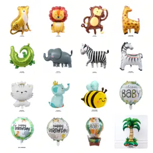 动物园气球卡通动物造型铝膜气球蜜蜂大象斑马鳄鱼儿童生日派对装饰
