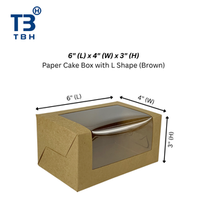 Proveedor Confiable de Cajas para Pastel de Papel Kraft de 6x4x3 Pulgadas, Caja con Ventana Transparente en Forma de L para Tienda de Postres, Mercado Nocturno, Cafetería, Soporte OEM y ODM - Product Image 1