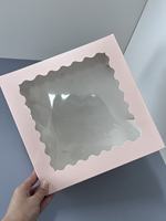 Boîte à fenêtre transparente en stock pour desserts, gâteaux, emballages de boulangerie, boîtes en papier rose pour pâtisserie 10*10*2,5 pouces