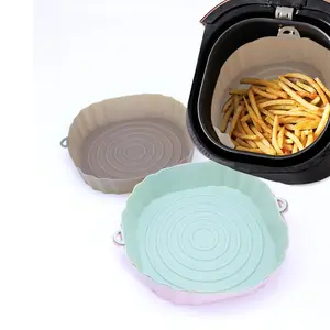 Alta Qualidade Reutilizável Round Air Fryer Silicone pan Frigideira Forros Silicone Air fritadeira Acessórios Cozinha Frito