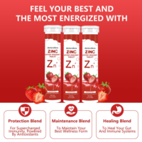 Comprimés effervescents de zinc OEM personnalisés pour l'exportation, 20 comprimés, saveur fraise, complément nutritionnel quotidien pour adultes