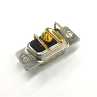Connecteur hybride D-SUB mâle-femelle 5W1 à angle droit, haute puissance, 1 alimentation 4 signaux, disposition de contacts mixtes, montage sur circuit imprimé Dsub