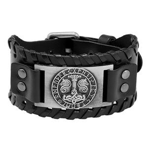 Pulsera trenzada de cuero estilo nórdico para <span class=keywords><strong>hombre</strong></span>, brazalete con cabeza de Lobo, con diseños de animales, Estilo Vintage vikingo - Product Image 1