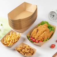 Barquette jetable en papier couché de qualité alimentaire pour snacks et restauration rapide, avec finition brillante/mate, pour emballage à emporter