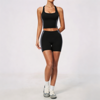 Nouvel arrivage : Ensemble de sport rembourré avec logo personnalisé GH pour femme – Débardeur et short de yoga taille haute rehausseur de fessiers, séchage rapide