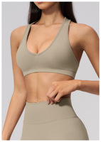 Soutien-gorge de sport sans couture pour femme, col en V, dos nageur, coupe ajustée, séchage rapide, pour yoga et pilates