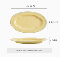 Assiette en céramique Cloud Mist de 12/14 pouces, plat de service ovale pour le poisson, les desserts, le petit-déjeuner et l'utilisation en restaurant