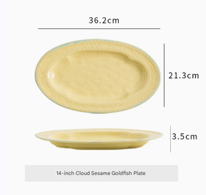 Assiette en céramique Cloud Mist de 12/14 pouces, plat de service ovale pour le <span class=keywords><strong>poisson</strong></span>, les desserts, le petit-déjeuner et l'utilisation en restaurant - Product Image 6