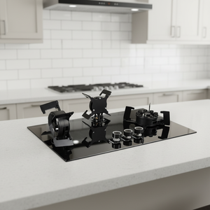Cucina a gas pieghevole da 73 cm con 3 fuochi, piano in vetro nero, GPL/Gas Naturale - Product Image 4