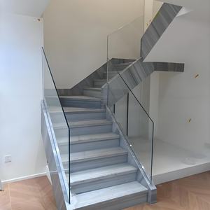 Rampe d'<span class=keywords><strong>escalier</strong></span> en verre trempé sans cadre à transparence spatiale pour escaliers intérieurs dans les maisons et villas en duplex - Product Image 6
