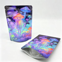 Pochette holographique personnalisée en Mylar, sac d'emballage plat à trois soudures latérales, impression couleur intégrale, emballage alimentaire en feuille métallisée