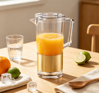 Pichet à eau transparent en PMMA OEM avec couvercle, carafe en plastique transparente pour jus, eau, boissons froides, pichet de service pour la cuisine et la table