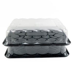 <span class=keywords><strong>Plateau</strong></span> jetable en plastique noir de grande taille avec couvercle transparent - Product Image 2