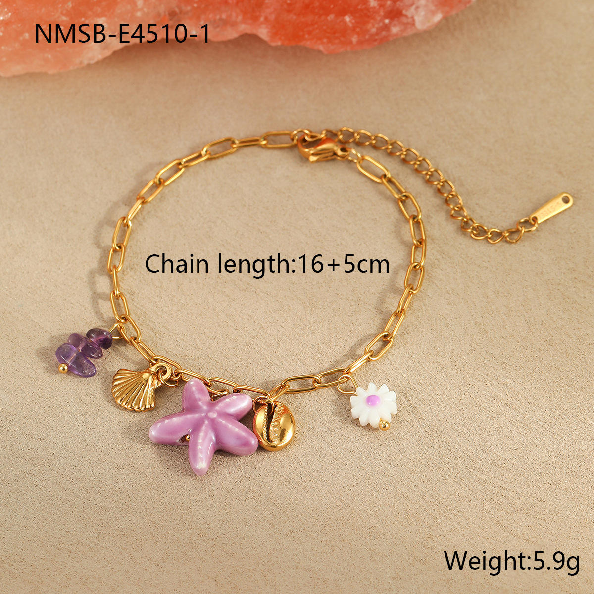 NMSB-E4510-1 Violet Starfish Bracelet