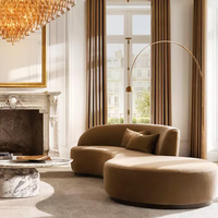 Ensemble de canapés sectionnels asymétriques sans accoudoirs en tissu résistant aux taches couleur caramel, style moderne, imitation luxe sur mesure