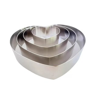 Molde para <span class=keywords><strong>Pastel</strong></span> de Mousse en Forma de Corazón, Molde para Hornear Hecho a Mano, 4/6/8/10 Pulgadas, Acero Inoxidable 304, Material Pulido y Engrosado - Product Image 1