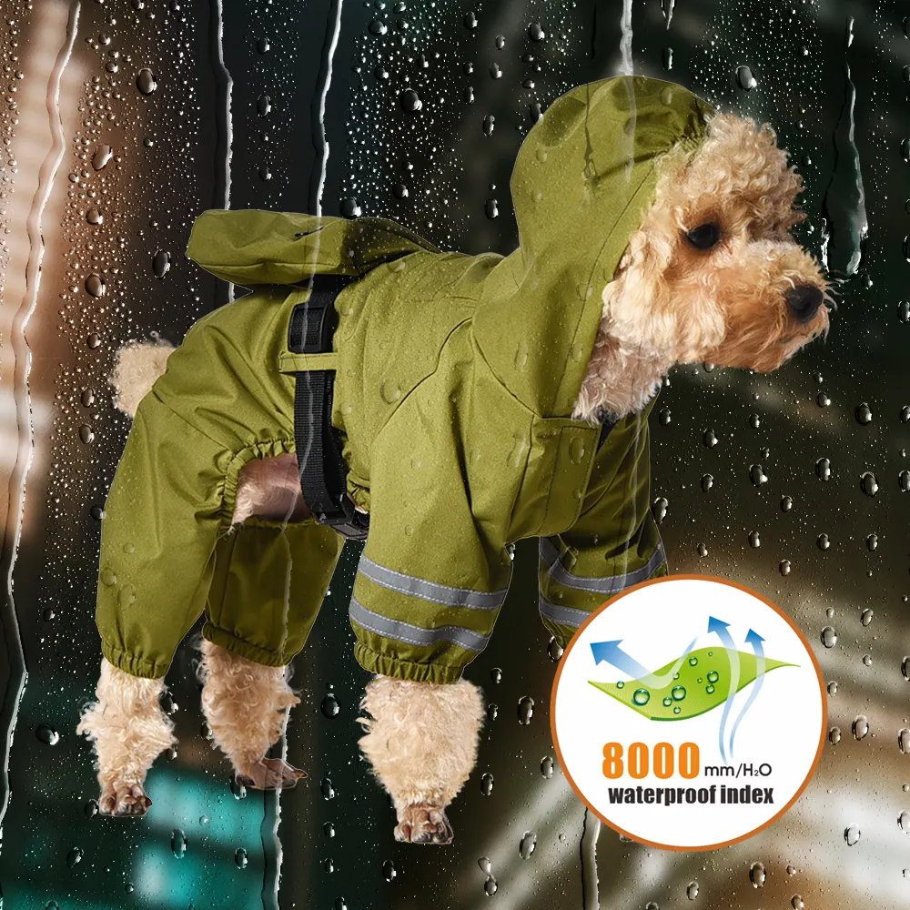 Offre Spéciale imperméables professionnels pour animaux de compagnie certifiés imperméables 8000 mm H2O imperméable à capuche pour chien réfléchissant