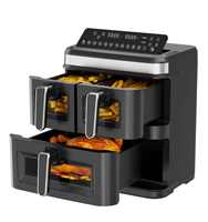 Friteuse à air triple moderne carrée, 3 paniers, capacité 4L+4L+9L, numérique, électrique, sans huile, pour usage domestique, directement de l'usine