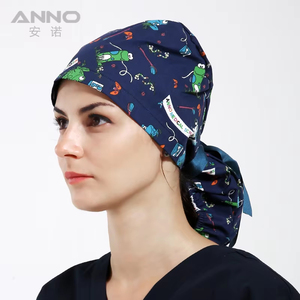 Gorro Quirúrgico Médico Unisex Más Vendido, Gorro de Enfermera con Cinta de Seda y Botón, Diseño Estampado en Tela, Camisetas - Product Image 5