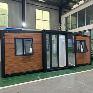Maison conteneur pliable extensible à double aile, préfabriquée, avec structure extérieure en acier galvanisé, 20 pieds, 37 m², équipée en usine pour complexe hôtelier - Product Image 1