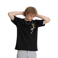 T-shirt surdimensionné 100% coton, manches courtes, col rond, broderie streetwear, tee-shirt unisexe, vêtements décontractés d'été