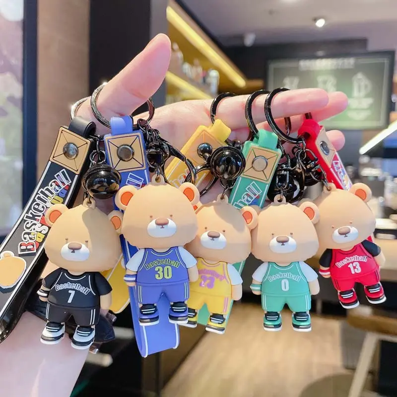Lpaveros — porte-clés ourson de basket-ball, en plastique, pendentif pour sac à dos, porte-clés de voiture, nouvelle collection