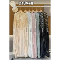 Robe de soirée vintage de luxe, col haut, ornée de perles et de cristaux, longueur cheville, abaya faite à la main, Dubaï, islamique