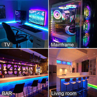 Bande lumineuse LED intelligente RGB 5V 5050 à vente chaude, 30D/M 5M, luxe, synchronisation musicale TV, changement de couleur, télécommande vocale, application USB, paysage