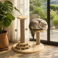 Grand arbre à chat interactif moderne de luxe avec plateau tournant, griffoir en sisal, structure d'escalade en bois massif durable et structure pliable en MDF